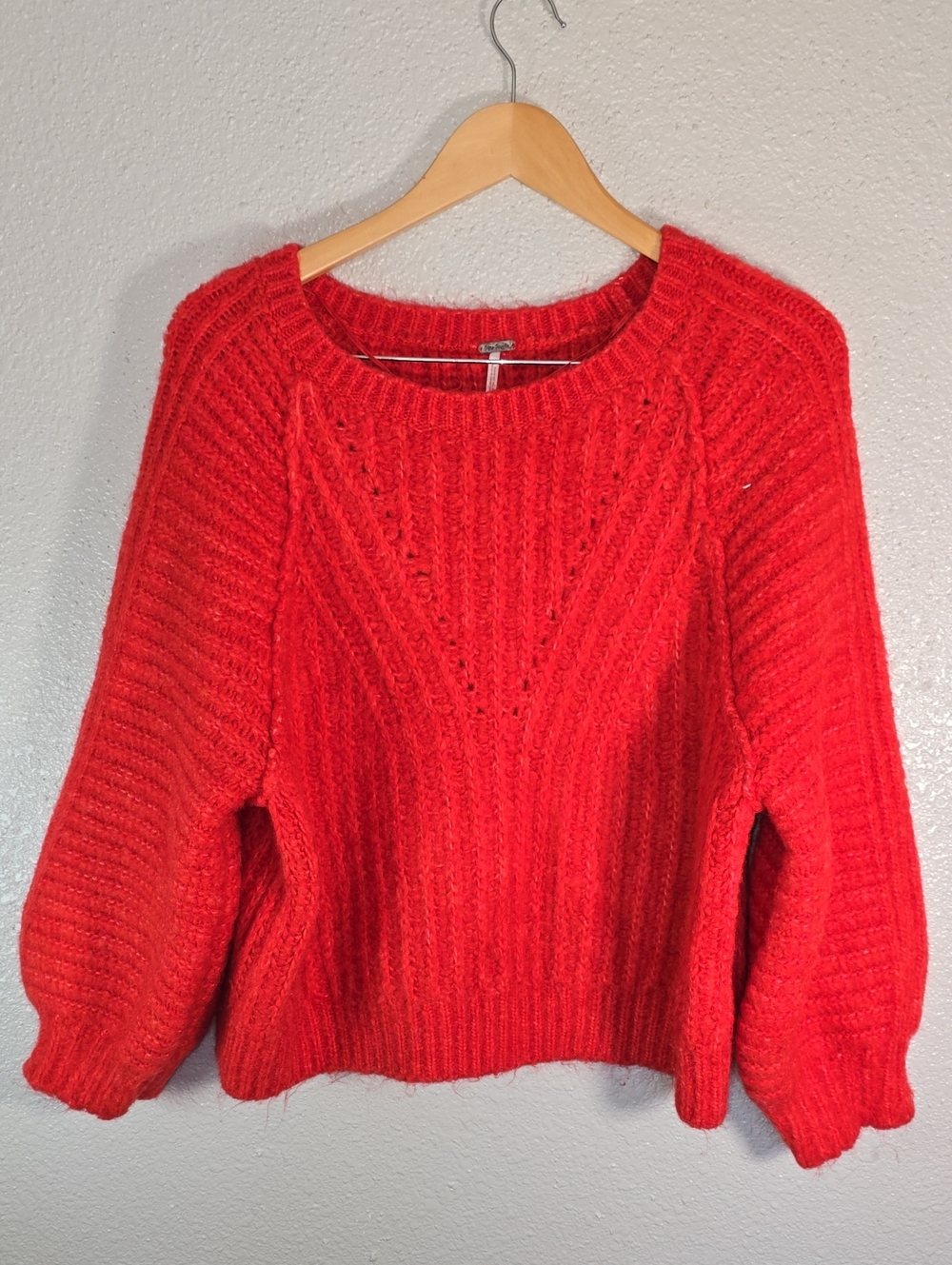 Free Peopke Cozy Red Knit Women's Sweater